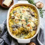 Spaghetti Squash Casserole with Mushrooms & Goat Cheese