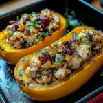 Sweet and Savory Honey Roasted Butternut Squash Stuffed with Chicken for a Cozy Meal