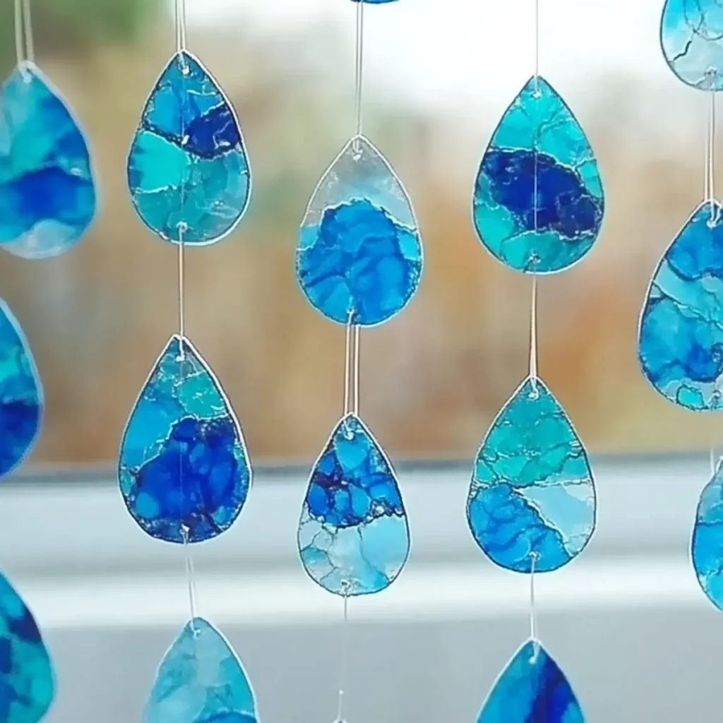 Blue Crayon Raindrop Suncatchers: A Dreamy Craft for Rainy Days & Sunny Windows - Savory Splash