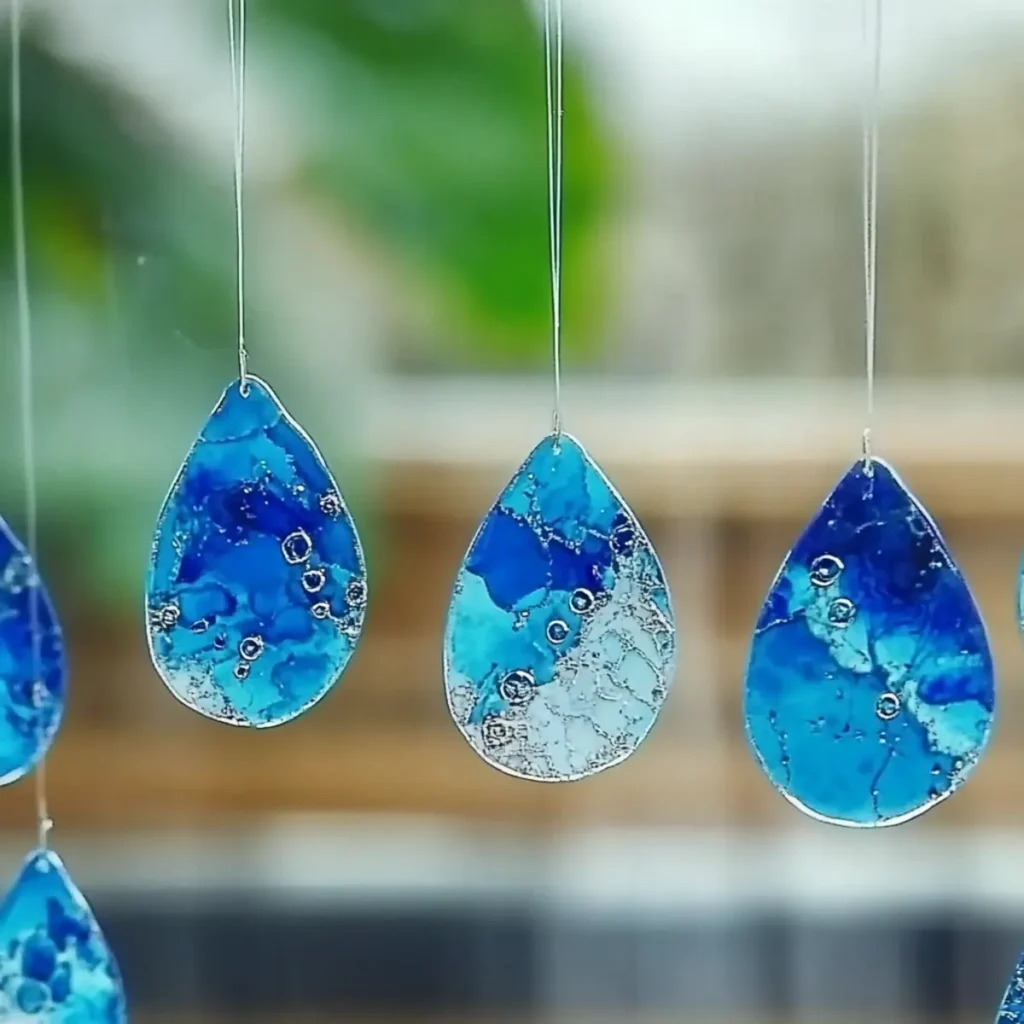 Blue Crayon Raindrop Suncatchers to Brighten Any Rainy Day ☔💙 - Savory Splash