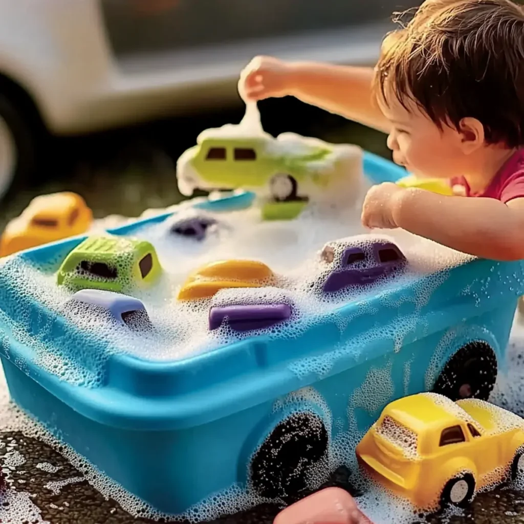 Car Wash Foam Bin – Soapy, Sensory Fun for Little Mechanics! 🚗✨ - Savory Splash