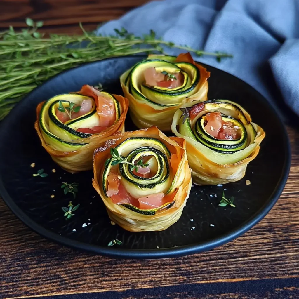 Roses feuilletées aux courgettes et jambon