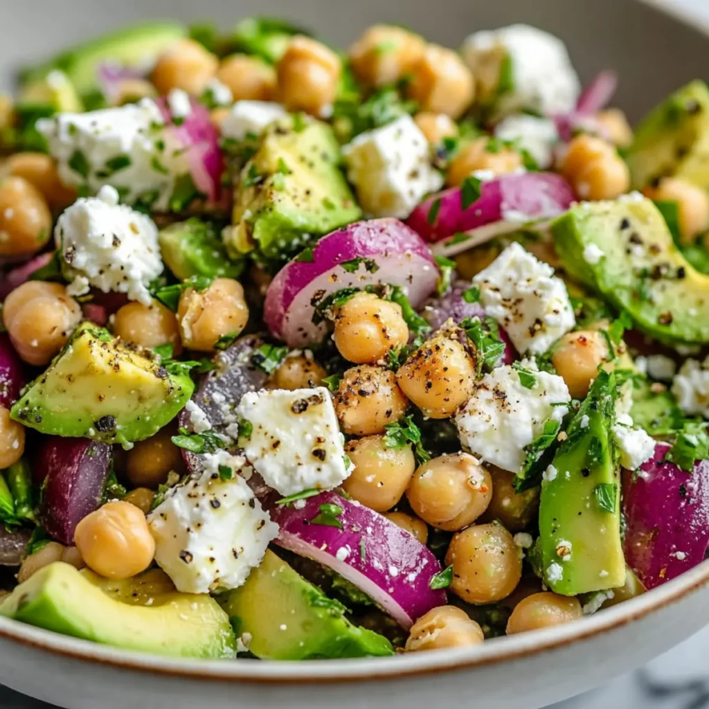 Chickpea Feta Avocado Salad