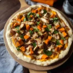 Sourdough Discard Skillet Pizza with Barbecue Chicken and Sweet Potato