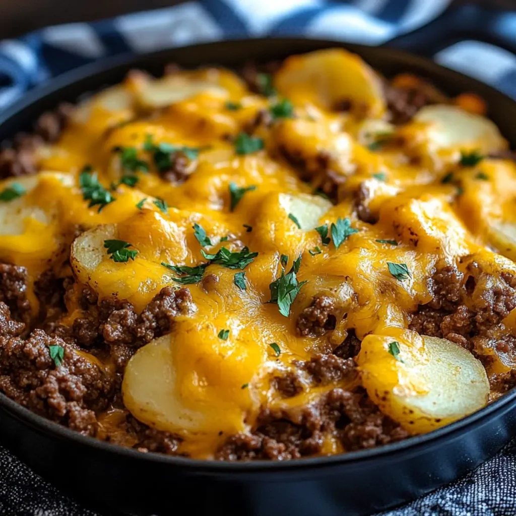 Cheesy Ground Beef & Potato Casserole (One-Pan Dinner!)