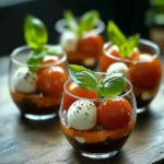 Verrines Apéritives Méditerranéennes : Tomates, Mozzarella, Basilic
