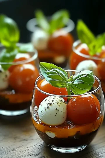 Verrines Apéritives Méditerranéennes : Tomates, Mozzarella, Basilic