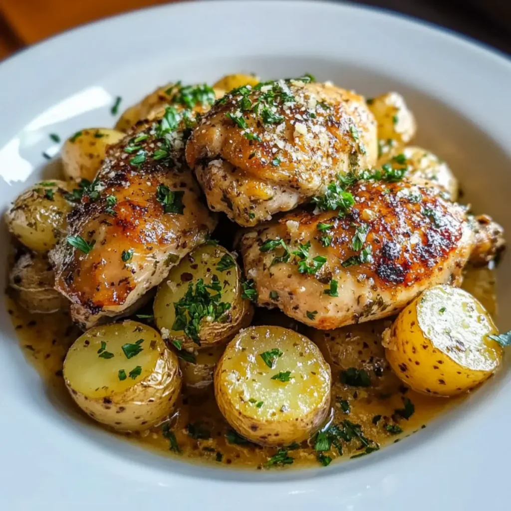 Easy Garlic Parmesan Crockpot Chicken & Potatoes Recipe